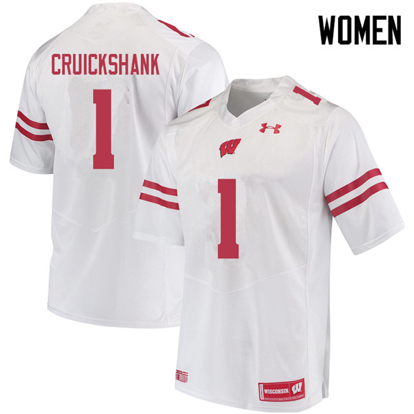 Wisconsin Badgers Women's #1 Aron Cruickshank NCAA Under Armour Authentic White College Stitched Football Jersey YC40K38KE